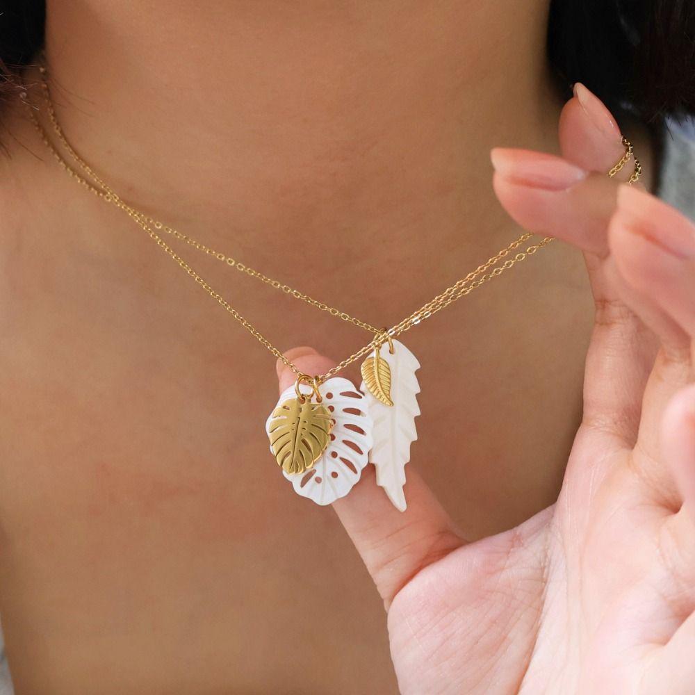 Handmade Hollowed Out Leaf Necklace Sweet Charm Gold Plated Leaves Necklace  Jewelry Accessories