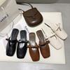 Slides Job Summer White Shoes for Women 2024 Low Heel Sandals Leather Mules Woman Slippers Y On Offer Luxury 39 Promotion W Shoe