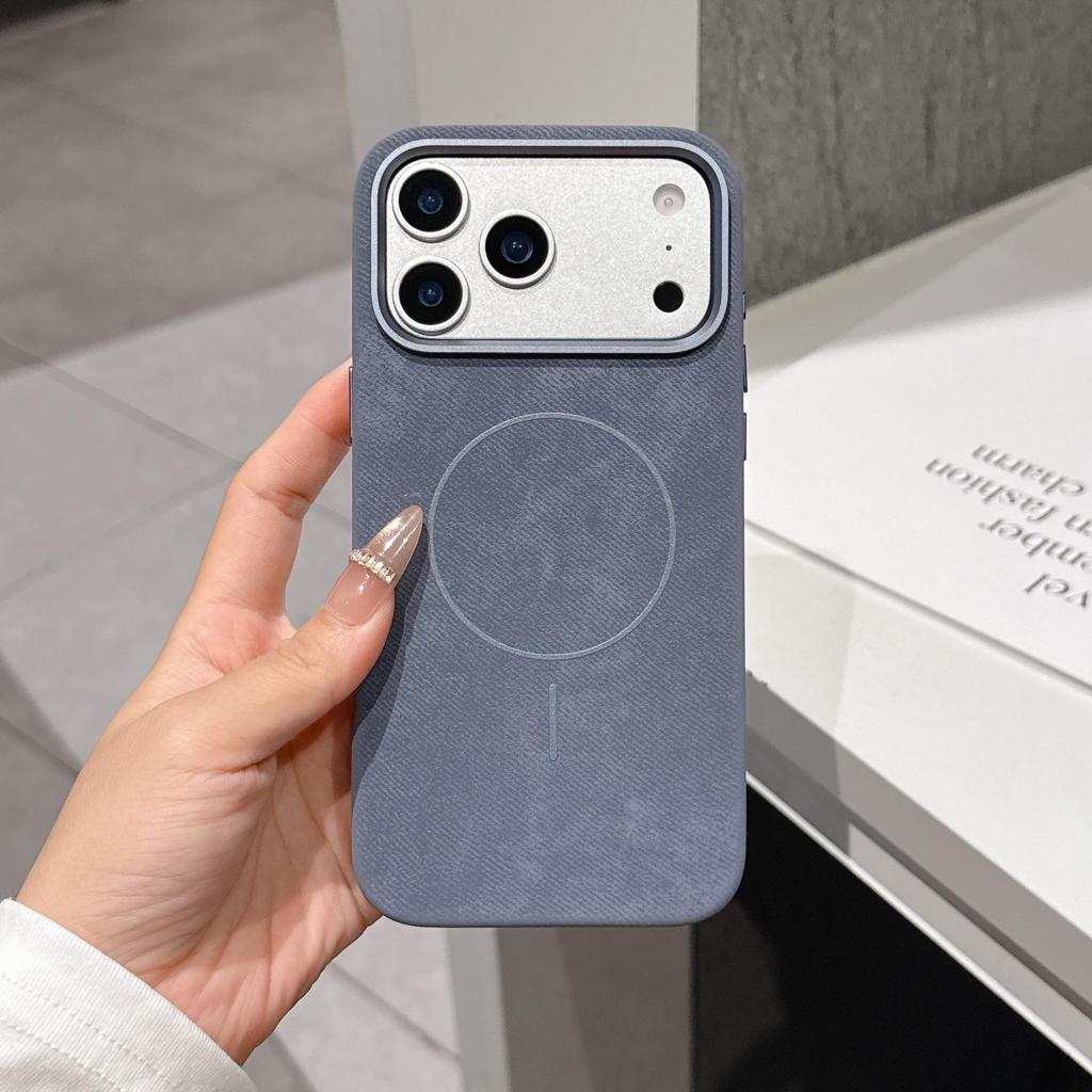Magnetic Suction Flannel Skin Feel Case, Drop-Proof Hard Shell for iPhone 17 Pro Max and iPhone 16.