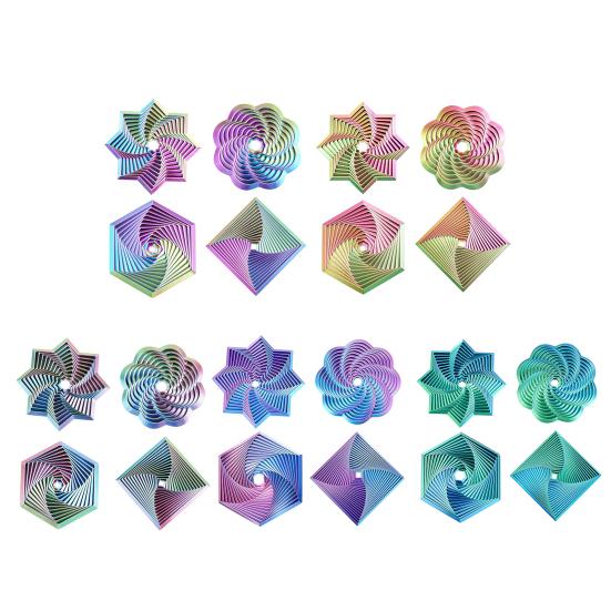 4Pcs 3D Printed Fractal Fidget Hexagon Stress Anxiety Relief Expanded Fidget Octangle Star Flower Square Sensory Toy Decompression Toy