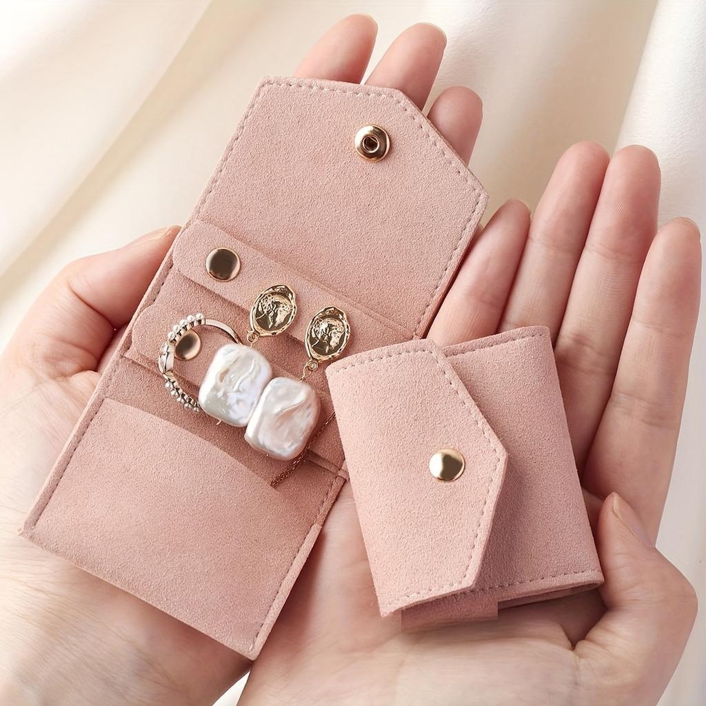 1 Stück Wildleder Schmuckaufbewahrung Faltbeutel Mini Schmuck Organizer Tasche Süßes Geschenk für Frauen Geeignet für Ring Ohrring Halskette Aufbewahrung
