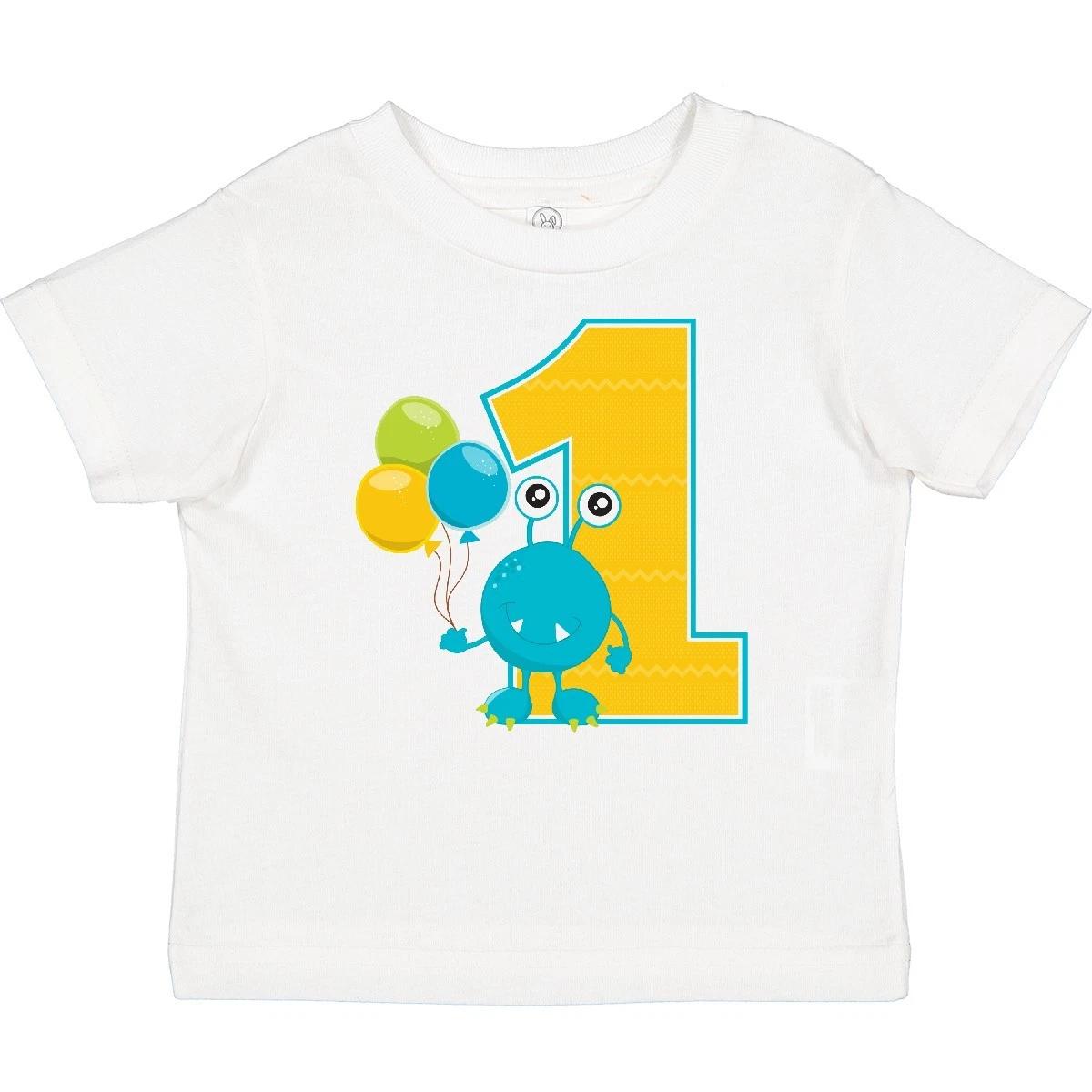 Inktastic First Birthday Monster Baby T-Shirt 1 Balloon Blue Infant Tees Shower 120