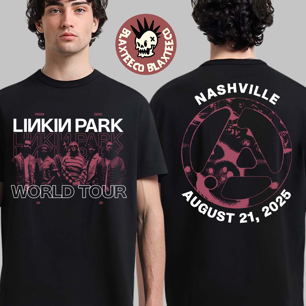 Linkin Park From Zero Welttournee 2025 Nashville TN Exklusives T-Shirt In der Bridgestone Arena Am 21. August 2025 Zweiseitiges T-Shirt