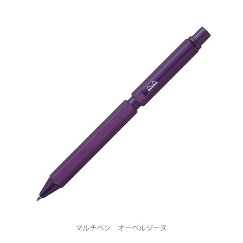 Rhodia Script Limited Edition Multi-Pen Aubergine 0.5mm Oil-Based Ballpoint Pen Black and Red 0.5mm Mechanical Pencil Aluminum Hairline Finish Rotary