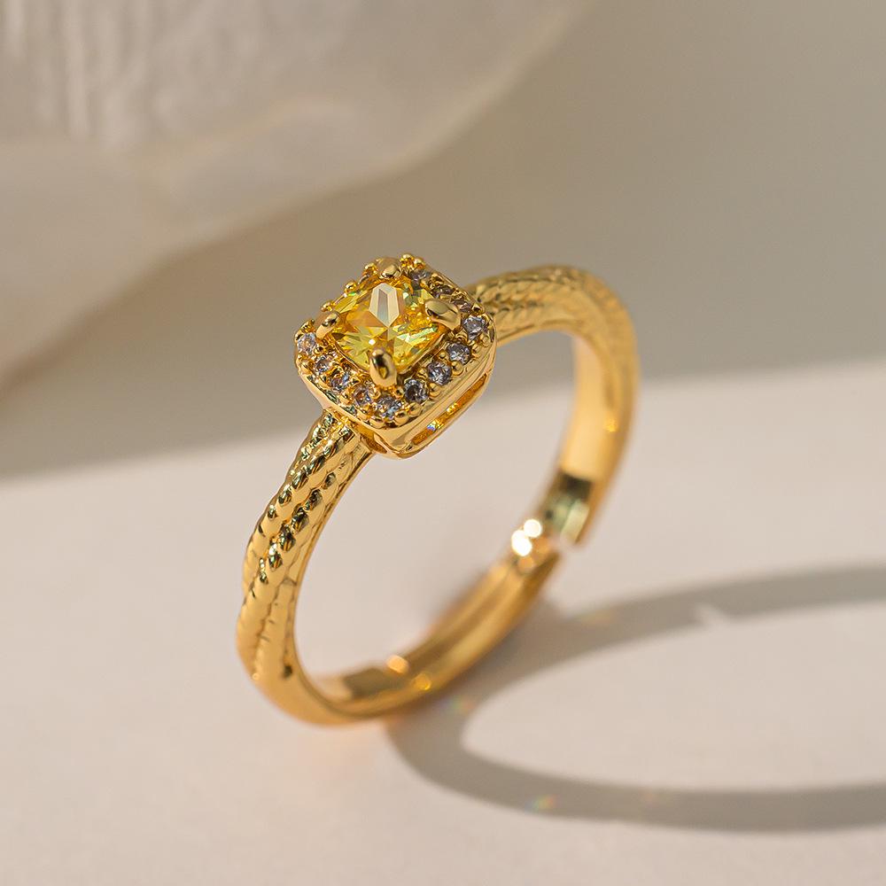 Micro-Inlaid Zircon Fashion Open Ring - Adjustable Luxury Index Finger Jewelry for Women