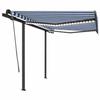 VidaXL Manual Retractable Awning with LED 3.5x2.5 M Blue and White 3070121