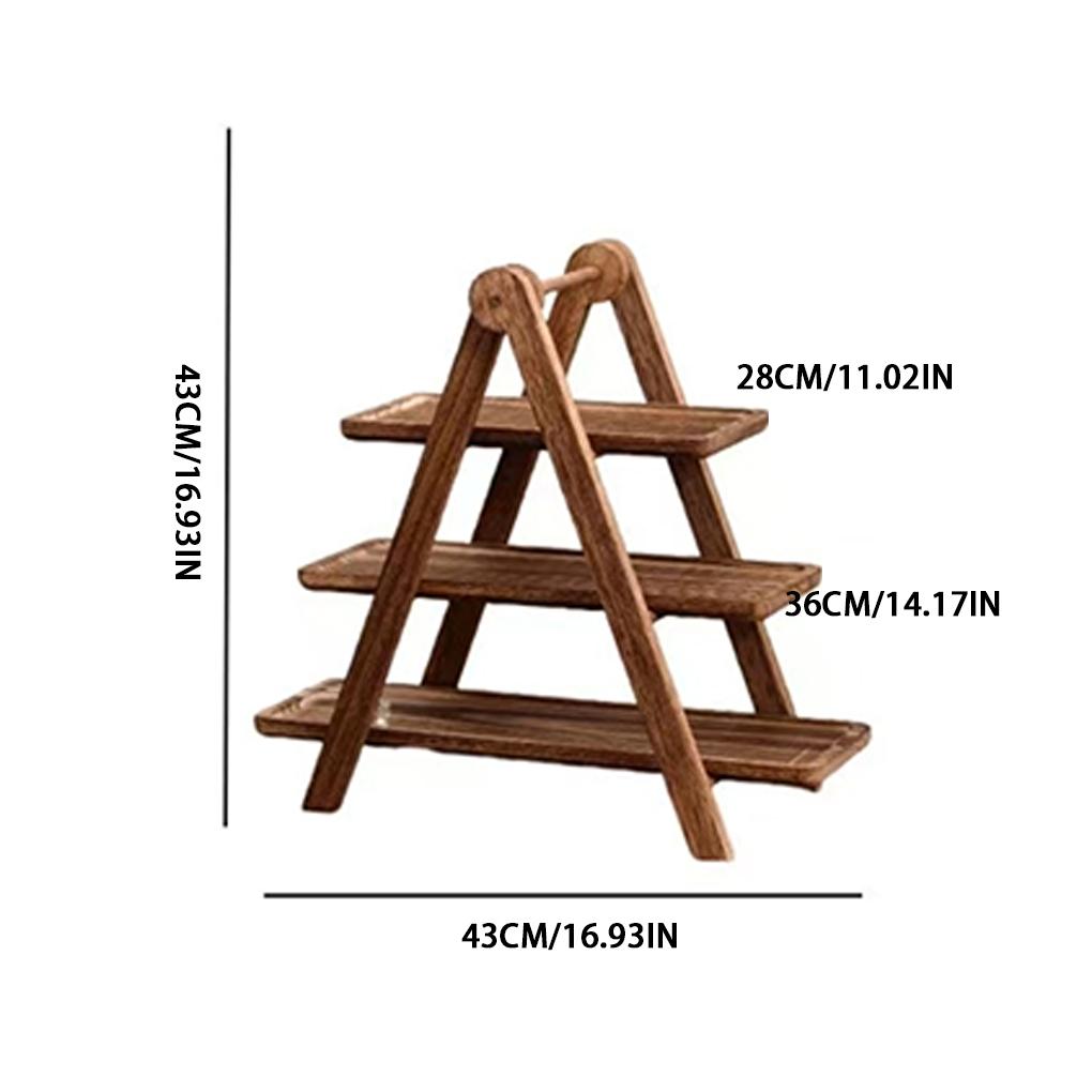 3-Layer Wooden Cupcake Rack Dessert Tray Party Display Rack Triangular Structure Stable Candy Party and (43x43cm)