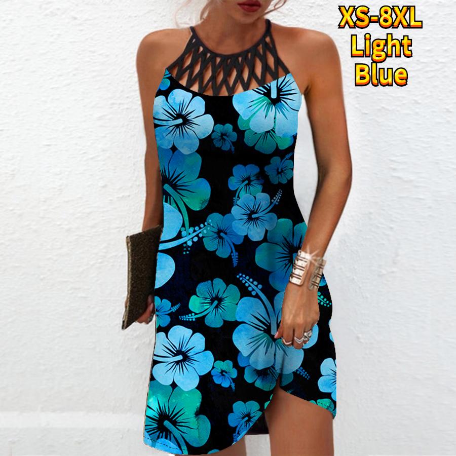 Summer Fashion Sexy Sleeveless Dress Soft Casual 3D Green Flowers Print Dress Sleeveless Sling Dress Summer Suspender Dress