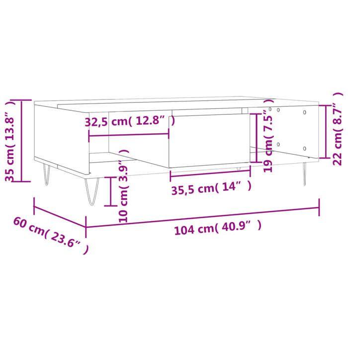 VidaXL Coffee Table Concrete Grey 104x60x35 Cm Engineered Wood 827088