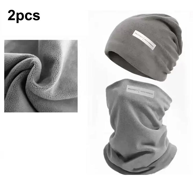 

Double-Layered Warm Face Mask, Two-Piece Set For Autumn And Winter, Fleece-Lined Neck Warmer, Hat And Scarf A3