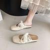 French Beautiful Bag Head Half Slippers Women's Outer Wear 2025 Spring and Summer New Low-heeled Lace Bow Mary Jane Sandals