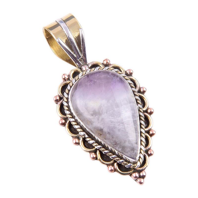 Natural Tiffany Stone 925 Solid Sterling Silver Gift TwoTone Pendant 1.50" j5g48