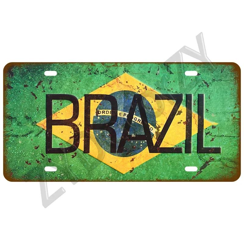 KLIOU Country Flag Tin Signs 15x30 Plaque France Spain Germany License Plate For Wall Home Restaurant Craft Bar Decor Metal Sign