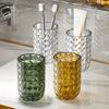 Bicchiere per collutorio di lusso, elegante, con design raffinato, trasparente, set per coppia, bicchiere per spazzolino, bicchiere per lavaggio a casa, motivo ghiacciaio.