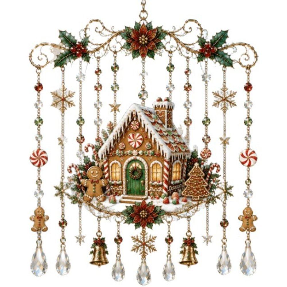 Hanging Design Christmas Suncatcher Acrylic Santa Sleigh Ornament Holiday Wind Chime Xmas Gift