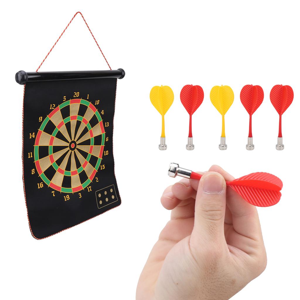 15in Magnetic Dart Board with 6 Dart Safety Magnet Doublesided Printing Dart Lint