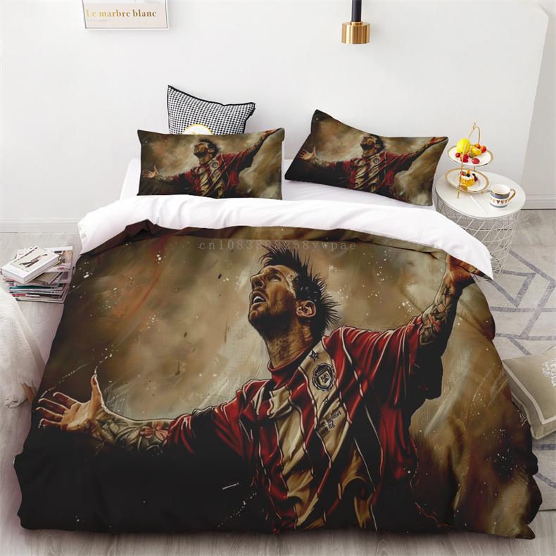 Duvet Cover Set Football Star Messi Printed Soft And Comfortable Bedding Polyester Single Double Bedding Set Children Gift