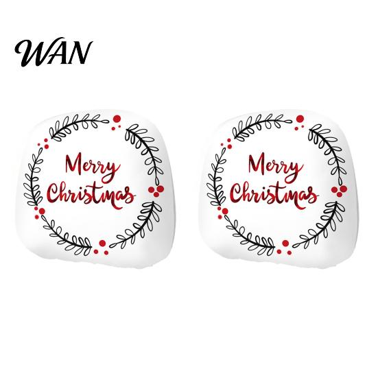 Funny Christmas Car Prints 2Pcs Headrest Covers, Elastic Holiday Printed Head Rest Cover, Fabric Seat Accessories Auto Pillow Protector for