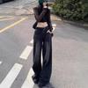 Women's Black Gray High-Waist Wide-Leg Jeans - Autumn 2024 Collection