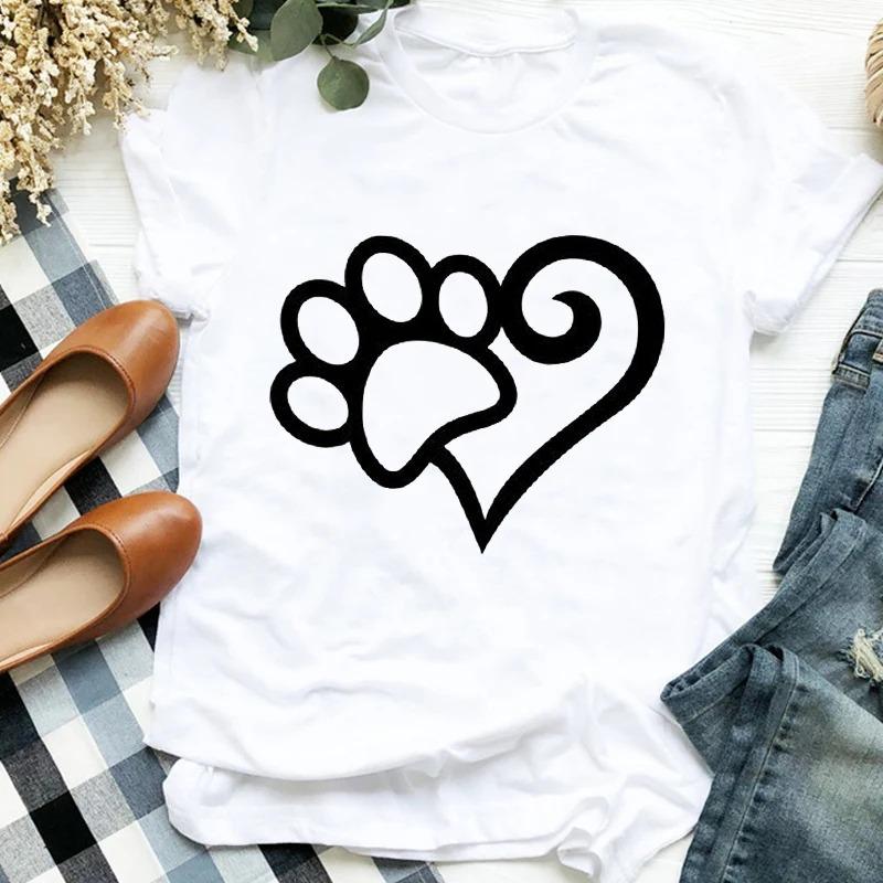 Women Graphic HuUnisex and Dogs Paws Cartoon Fashion Aesthetic Animal Short Sleeve Print FeUnisex Clothes Tops Tees Tshirt TShirts