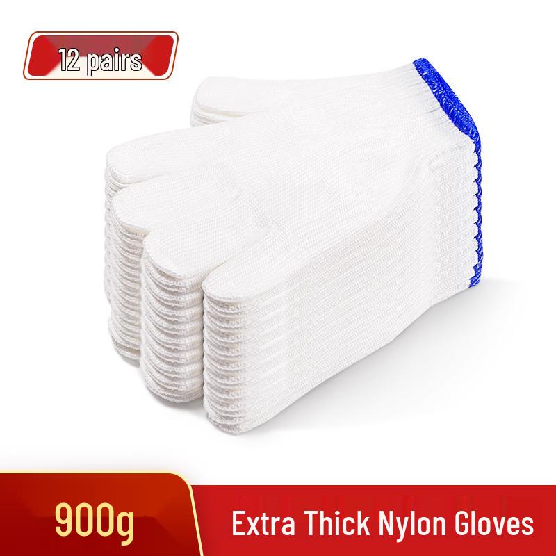 Men's Anti-Slip, Wear-Resistant Work Gloves - Thickened Nylon Cotton Yarn, Split Finger Design for Construction Safety