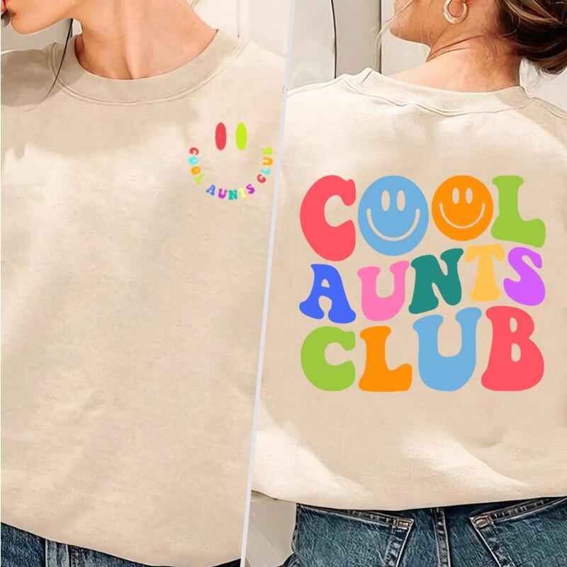 Cool Aunts Club Mikina Jaro Podzim Oblečení Máma Máma Teta Mikina Dámský svetr Mikiny s dlouhým rukávem a kulatým výstřihem