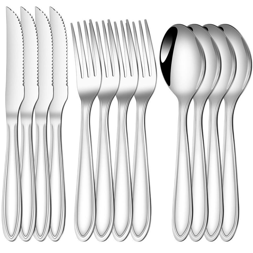 Crimping handle Stainless steel knife fork spoon Western tableware Suitable for kitchen and dining room