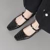 Fashion Retro Rivet One Buckle Mary Jane Shoes 2025 Summer New Square Toe Shallow Mouth Low Heel Single Shoes for Women