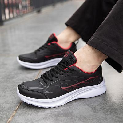 Autumn and Winter Xiyin Black Leather Casual Sports Shoes Lightweight Shock Absorption Versatile Soft Sole Men's Running Shoes