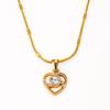18K Gold Plated Heart Pendant Necklace with Diamonds, Stainless Steel, Colorfast Jewelry