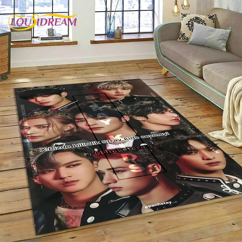 HD Korea Kpop Stray Kids 3D Singer Carpet Rug for Bedroom Living Room Home Sofa Decoration,Children Game Large Decor Floor Mat