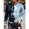 Camiseta informal de manga larga con cuello redondo y estampado para hombre, otoño e invierno