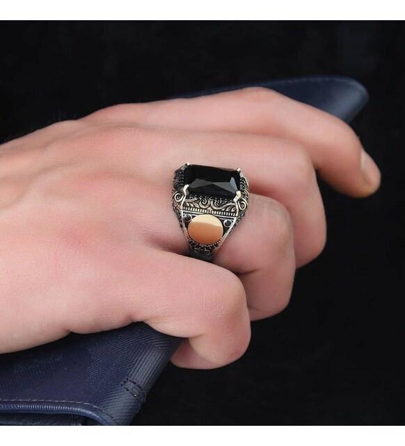 Handgefertigter Herrenring aus 925-karätigem Premium-Onyx-Stein aus Silber – zeitlose Eleganz und Handwerkskunst – Geschenkidee für Männer