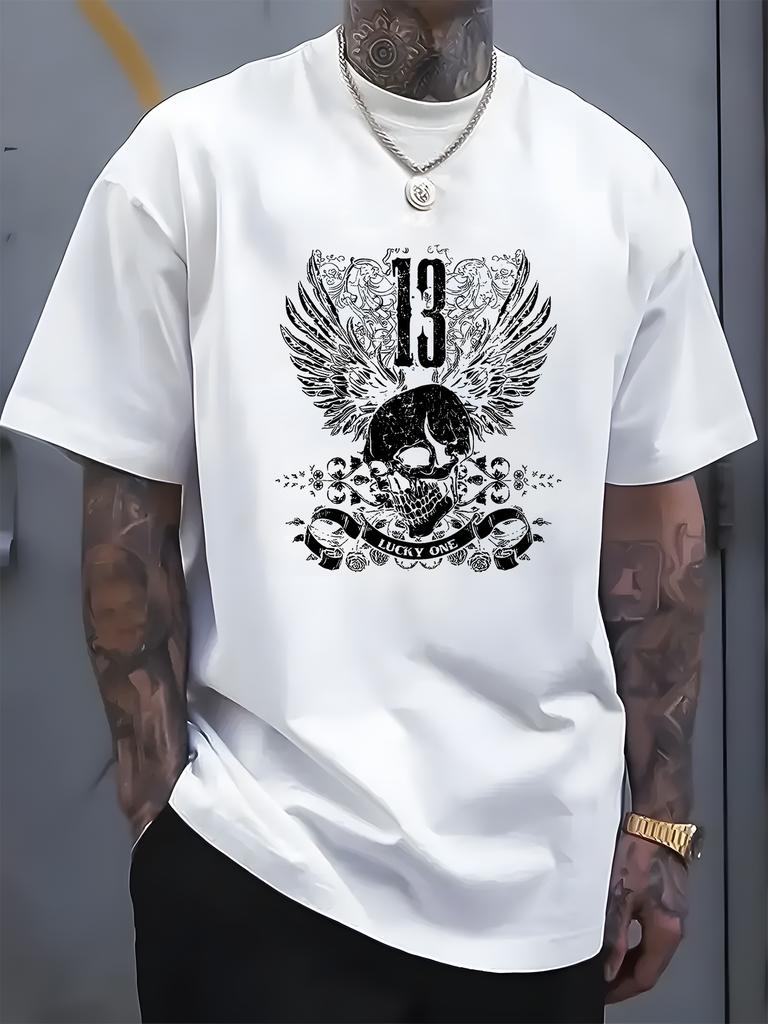 Męski luksusowy bawełniany T-shirt z krótkim rękawem z nadrukiem graficznym czaszki Lato Unisex Męska i damska odzież codzienna luźna modna