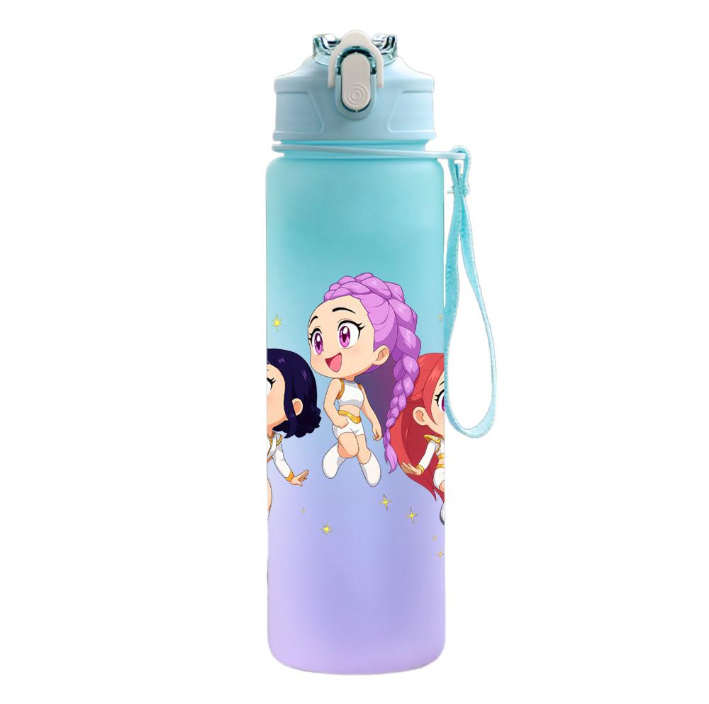 750Ml Water Bottle Cartoon K-Pop Demon Hunters Printed Large Capacity Drinking Cup Portable Outdoor Sports Water Cup Children Kid Gift