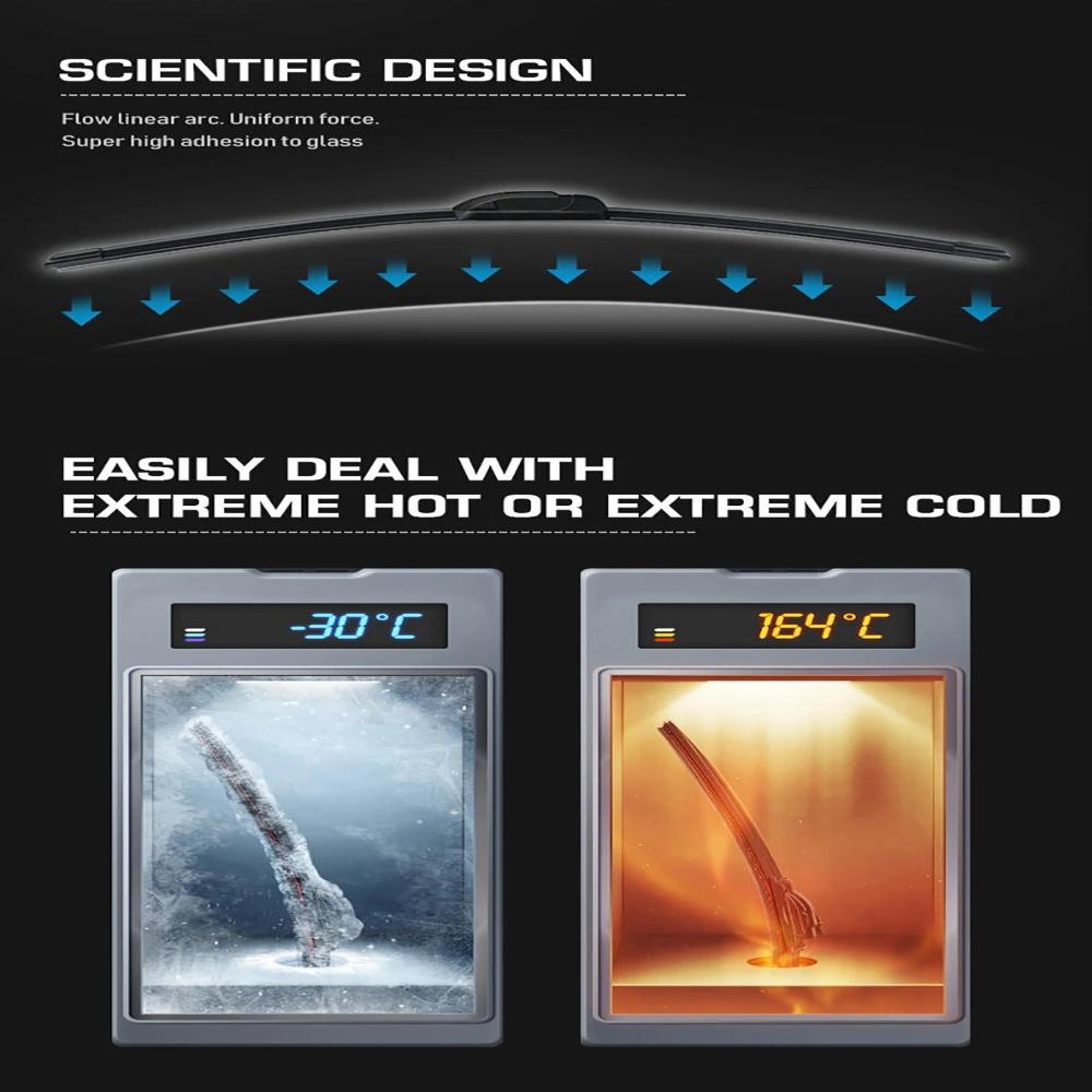 Universal U-type Car Wiper Blades Soft Rubber Windscreen Wipers Auto Windshield 14" 16" 17" 18" 19" 20" 21" 22" 24" 26" Fit Hook