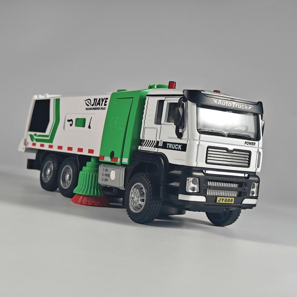 1/50 Vacuum Cleaning Truck Alloy Diecast Truck Model Sound & Light Toy Gift for Childrens Toys for Boy Simulated Vacuum Cleaning