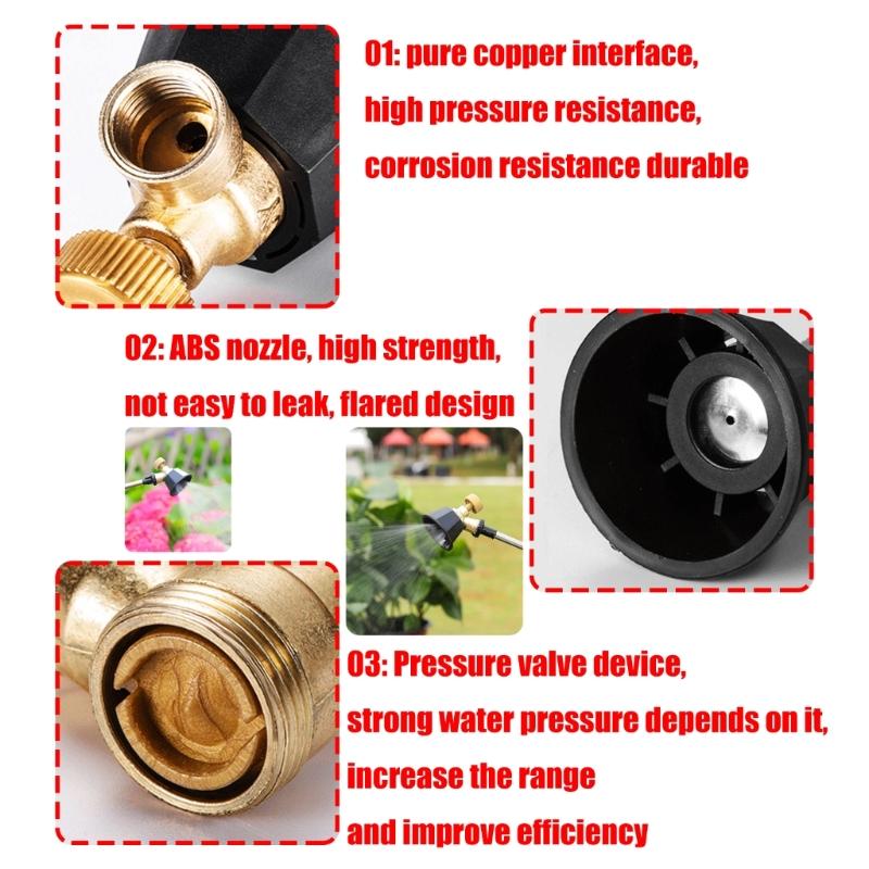 Set of 5pieces Sprayer Nozzle with Wear Resistance Metal for Long Distances and Ranges Agricultural Misting Use