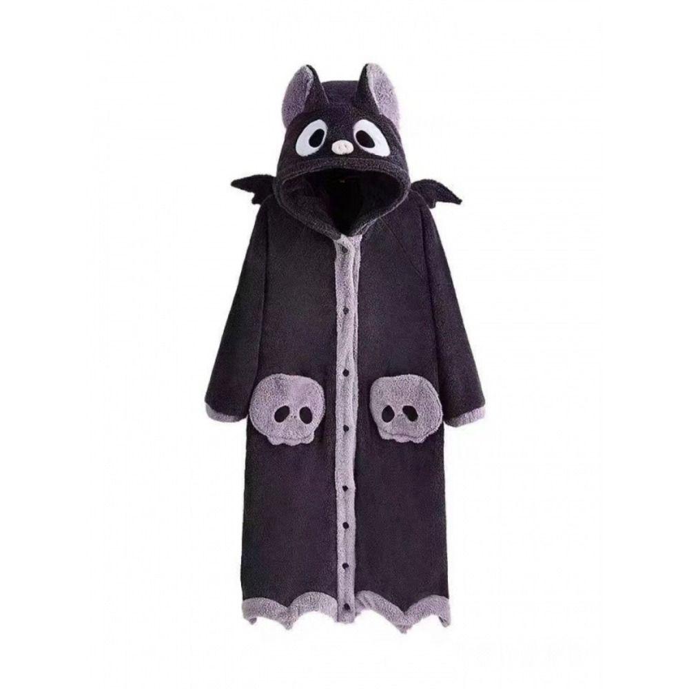 

Halloween Bat Robes Nightdress Wing Coral Fleece Sleepwear Fashion Hooded Nightgowns Couple темно-фиолетового