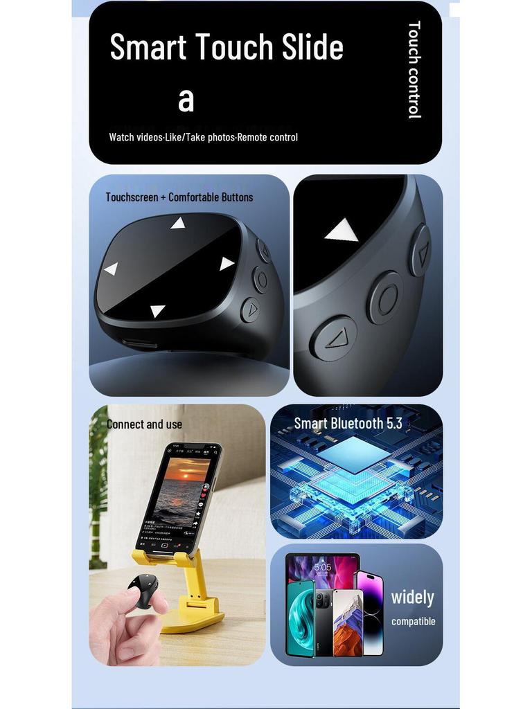 New Portable Multifunctional Touchscreen E-book Page Turner & Bluetooth Camera Remote Ring