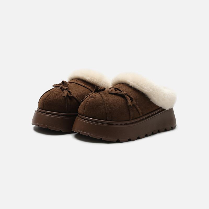 Cotton Shoes for Warmth, Fleece for Height Increase, Fashionable and Versatile Indoor Plush Slippers