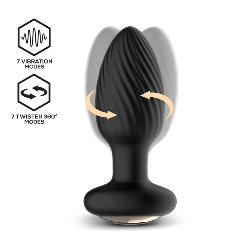 Drago Anal Plug Vibration, 360º Twister Movement and Remote Control