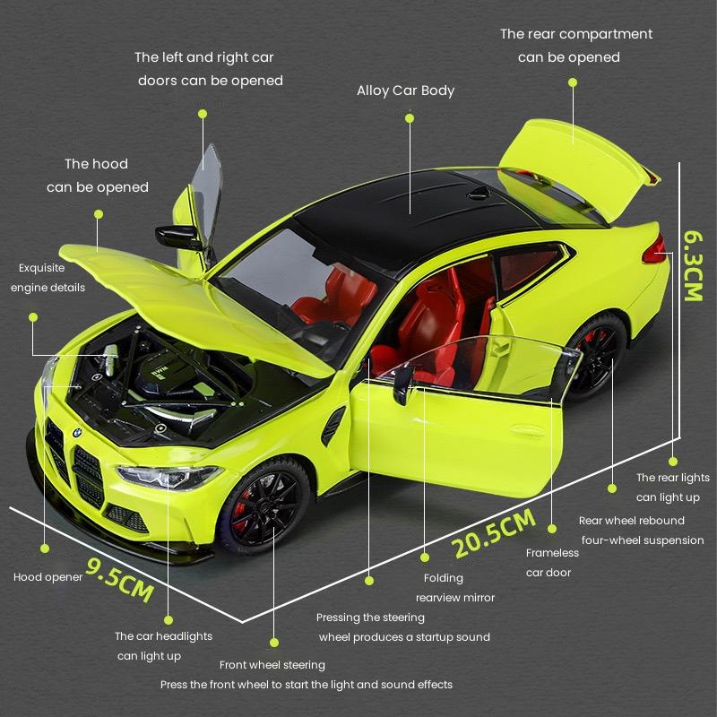 Nou 1:24 BMW THE M4 IM Mașină în miniatură din aliaj din metal turnat sub presiune, model de mașină, colecție de simulare de lumină sonoră, mașină de jucărie pentru copii, cadou