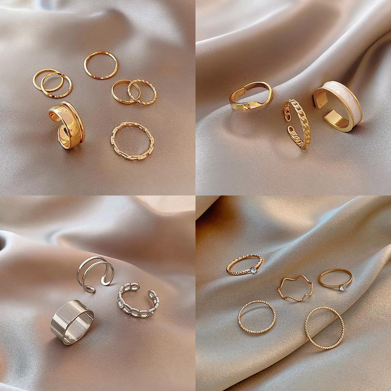 Korean Geometric Ring Set: Trendy Fashion for Index & Pinky Fingers