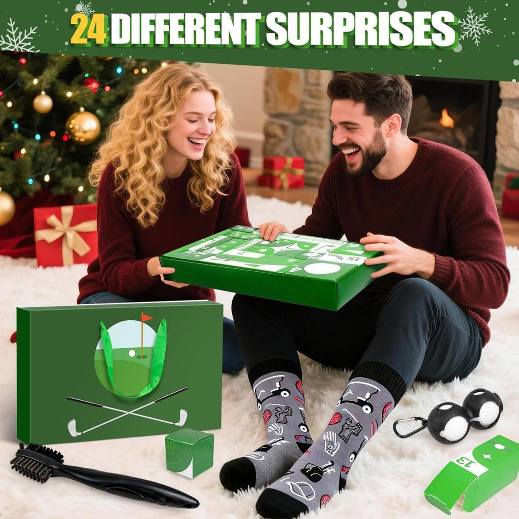 Weihnachts-Countdown 24 Tage Golfzubehör Weihnachts-Feiertags-Countdown Für Väter Ehemänner Freundinnen Spieler Anfänger Party