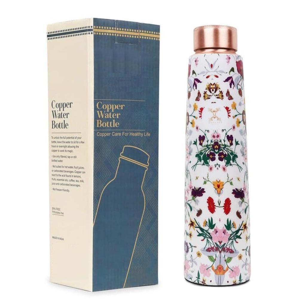 Copper Water Bottle - Multi Colored Ample Design, Leak Proof, Joint Less (900ml) for Ayurveda & Yoga