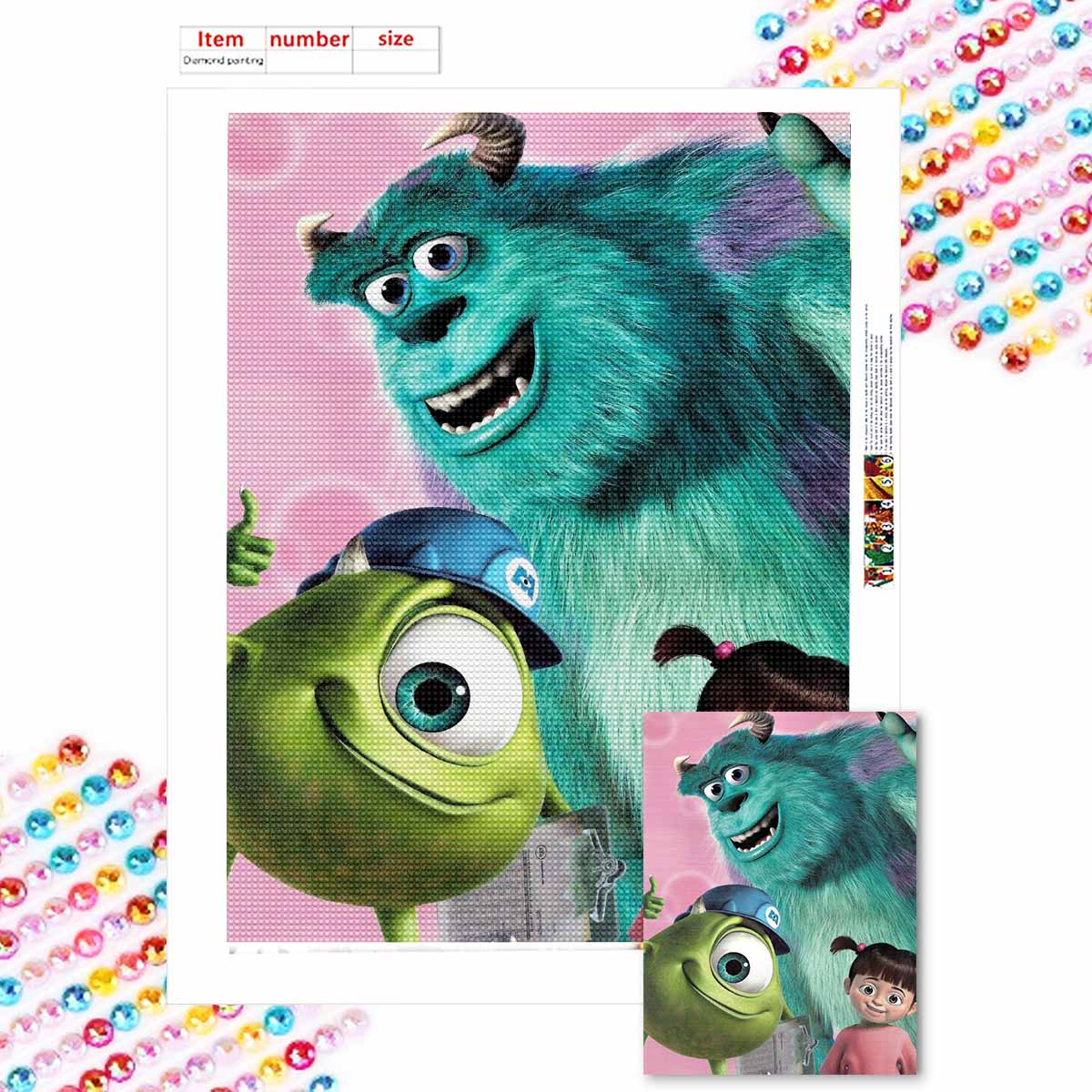 

Алмазная мозаика своими руками Монстры, Inc.. Набор для вышивания крестиком Мозаика Алмазная живопись Полный круг Алмаз Домашнее украшение Round 20x30cm