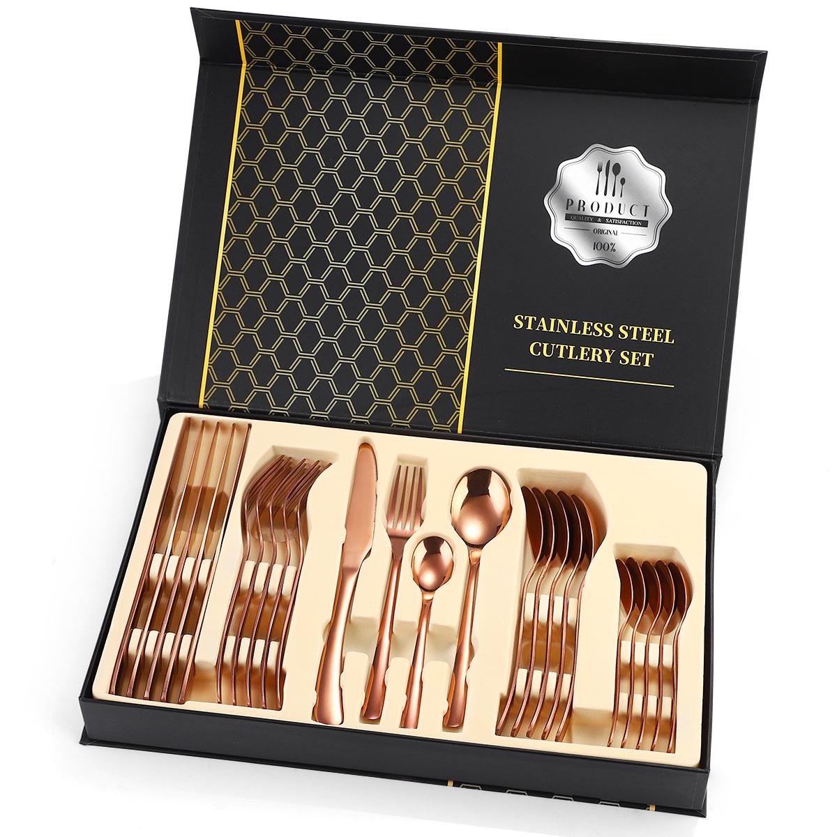 

Набор столовых приборов из нержавеющей стали, 24 предмета, бытовые столовые приборы и ложки, полки для хранения, коробки