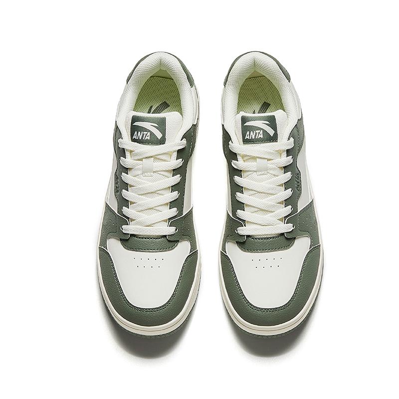 Anta Bamboo Break Casual Comfortable Simple Versatile Non-Slip Wear-Resistant Low-Top Skate Shoes Men Sneaker White Green 112448010-6