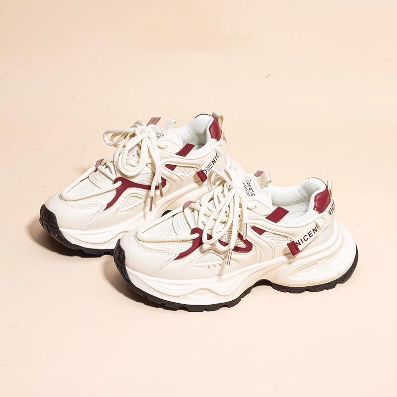 Dad shoes women's spring and autumn new breathable mesh thick-soled muffin shoes versatile small height-increasing women's shoes